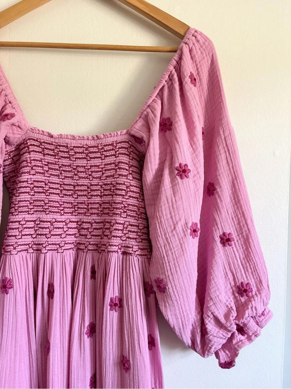 Free People Dahlia Embroidered Maxi Dress in Pink